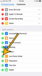 How to Add a Low Power Mode Button to the iPhone Control Center
