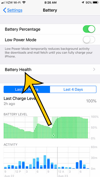 choose the Battery Health option