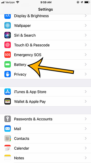 open the iPhone Battery menu