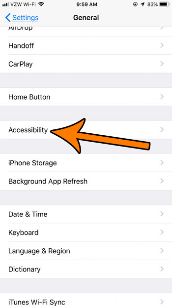 open the Accessibility menu