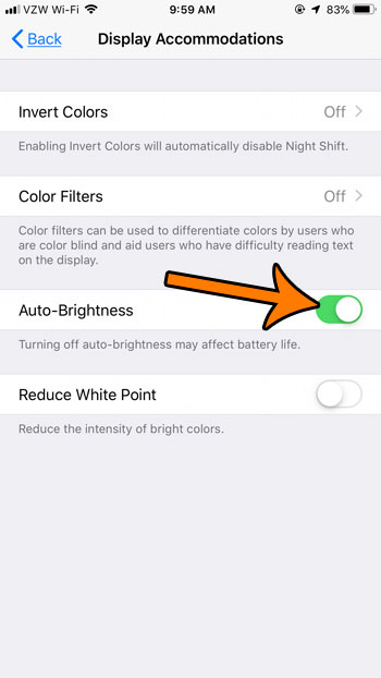 how to enable Auto Brightness on an iPhone 7