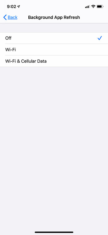 turn off background app refresh in ios 13